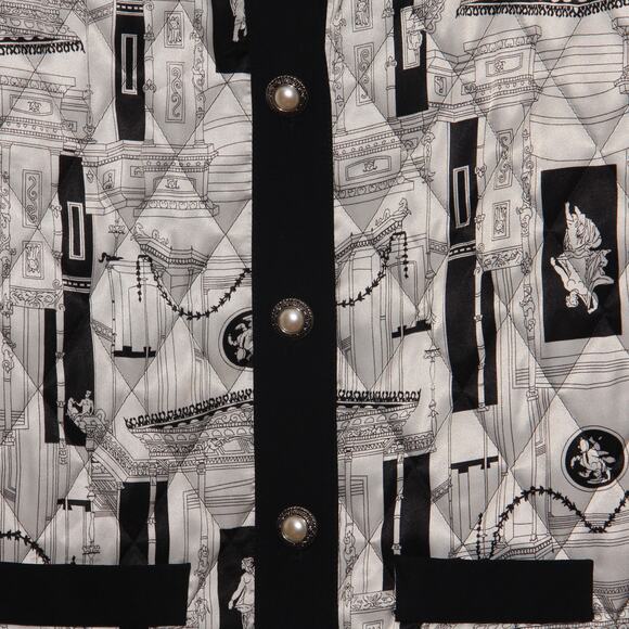 Vintage Howard Wolf Satin Quilted Jacket Size 8 Grecian print - Picture 4 of 9